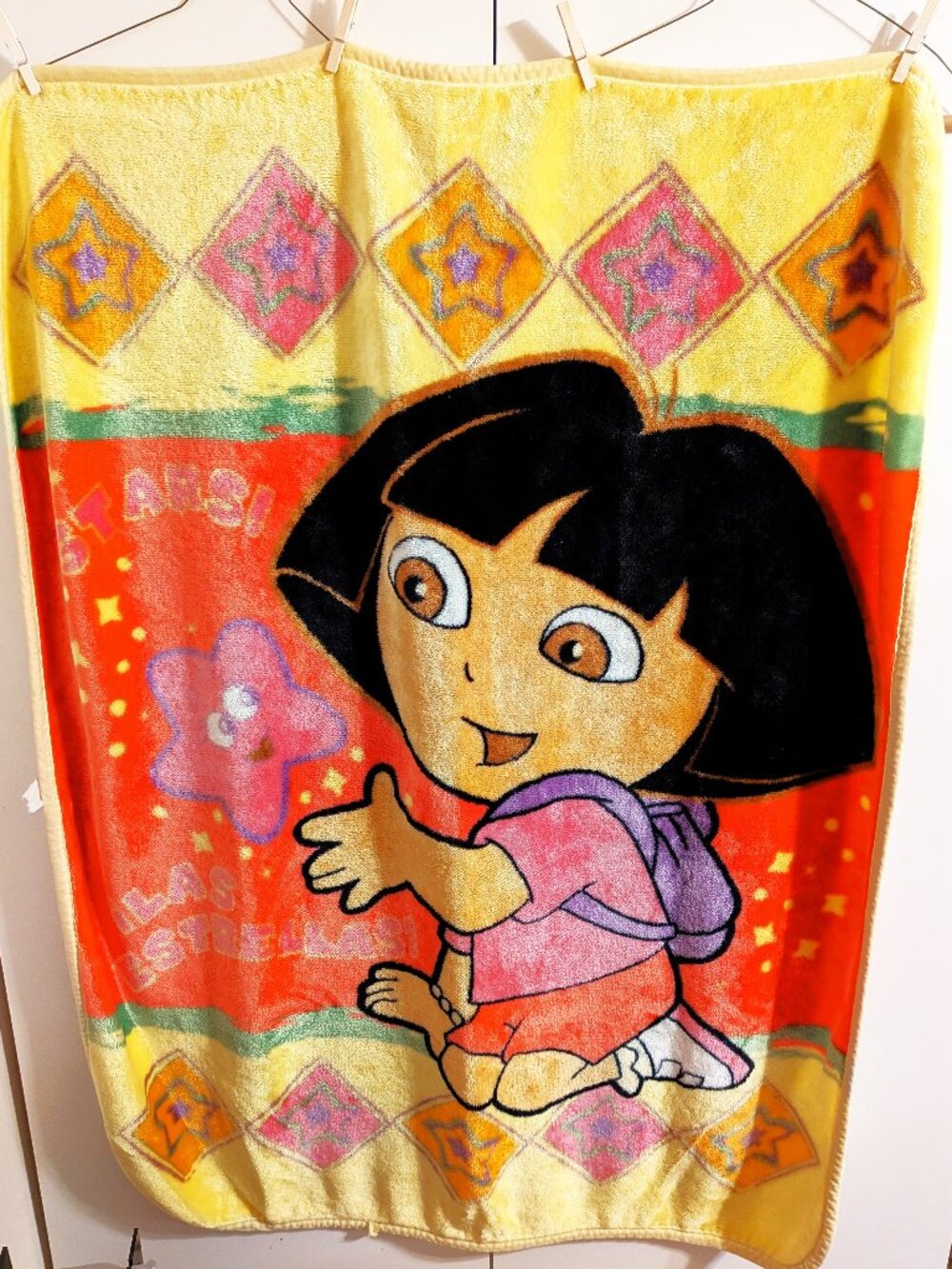 Dora the Explorer Plush Fleece Blanket Blankey Lovey "Las Estrellas" Stars VTG